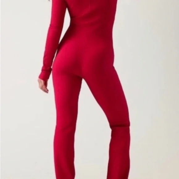 Athleta Vibrant Red Zip-Up Jumpsuit - Picture 2 of 6